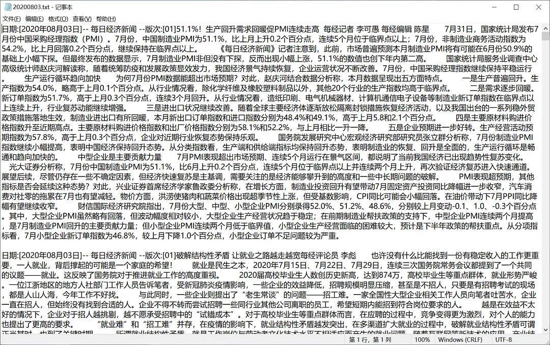 财经新闻数据集（含上海证券报、北京商报、每日经济新闻文本数据）