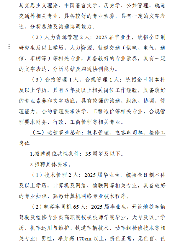 地铁集团最新招聘信息！